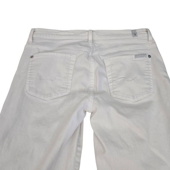 7 For All Mankind Slim Trousers White Flare Jeans Size 29 Womens 29 x 32 Stretch - Picture 11 of 15